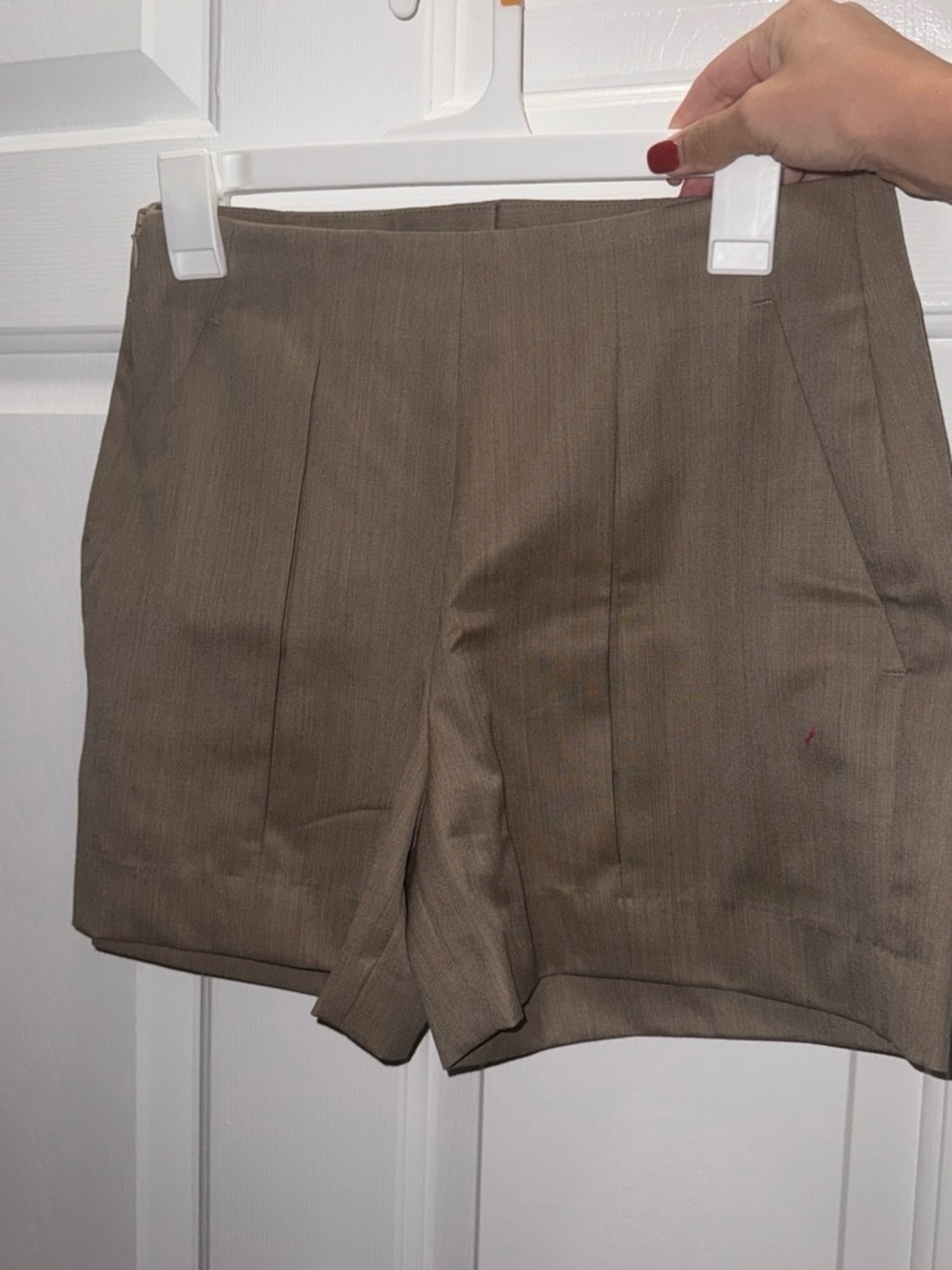 High-Waist Tailored Shorts in Taupe